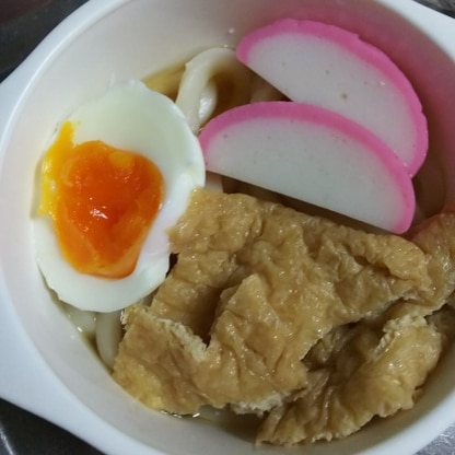 子どものうどんに入れました！いい半熟加減ですね(*^^*)